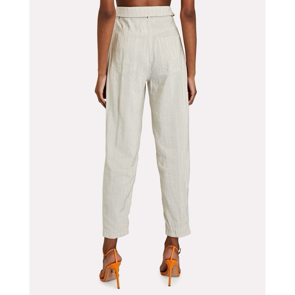 Jonathan Simkhai Penny Draped Textured Taped Belted Crop Linen Pant - Picture 3 of 11